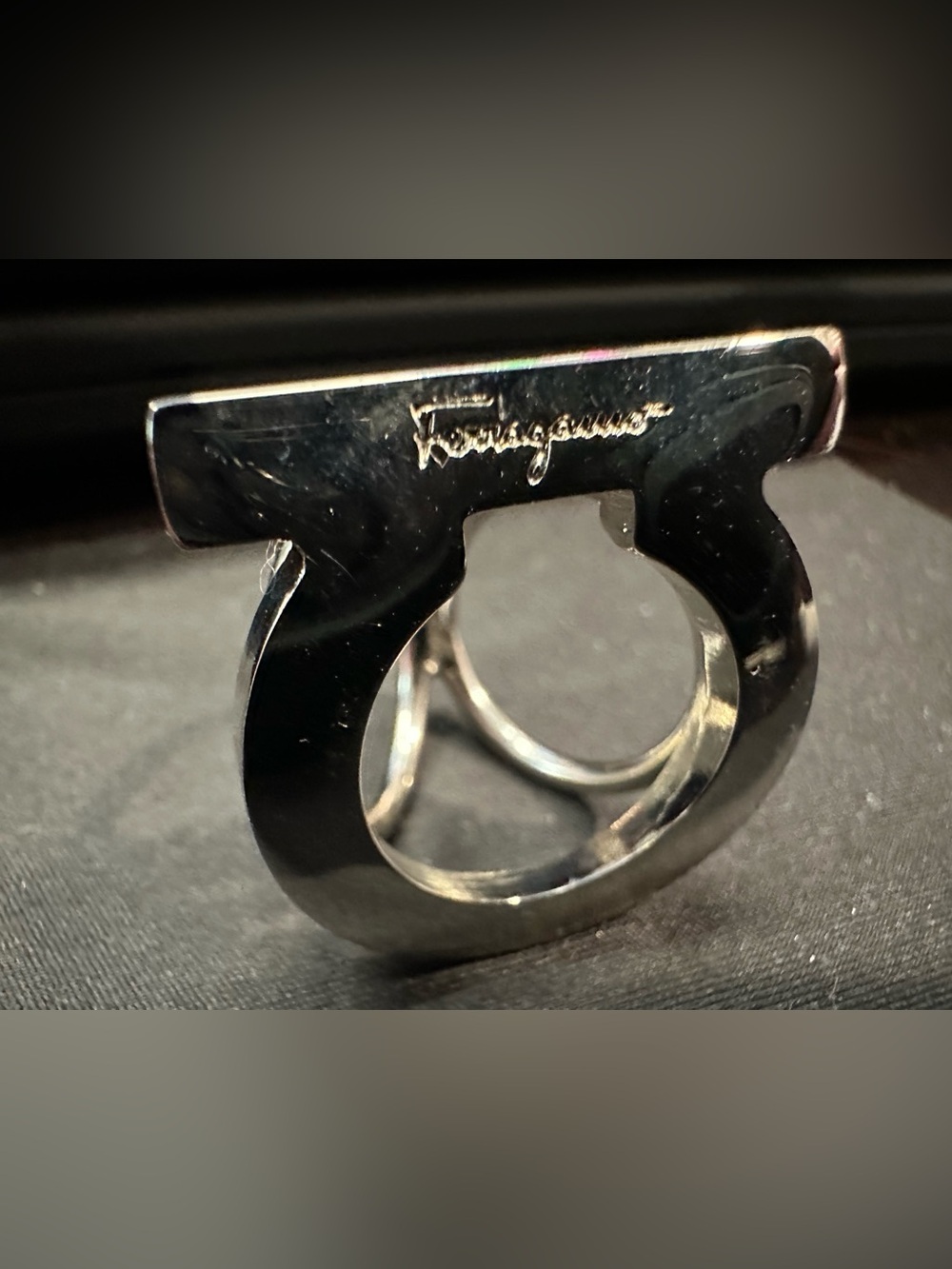 Salvatore Ferragamo Silver logo scarf ring